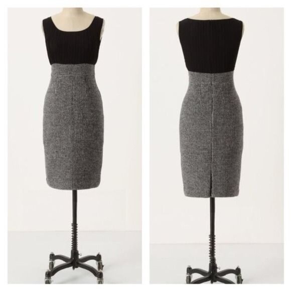 Anthropologie Sparrow Vapor Rise Sleeveless Wool Dress in Black Herringbone - Picture 1 of 13